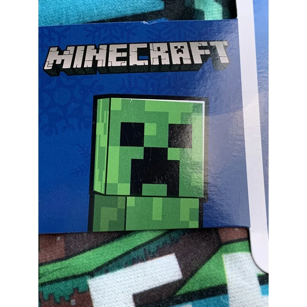 Minecraft Pajama Set Boys Size 4 Green Blue New 2-Pc Flannel Creeper TNT MF369